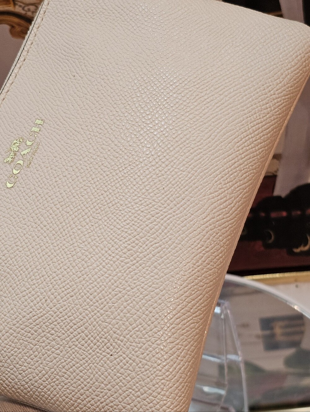 Coach Chalk Cross-Grain Leather Wristlet - Picture 14 of 16